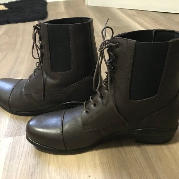 Old West Ladies Brown Leather Lace Up Boots Size 10.5 NEW WITHOUT TAGS - Picture 4 of 6